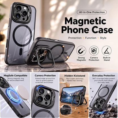 Magnetic Phone Case with Camera Protection & Built-In Stand