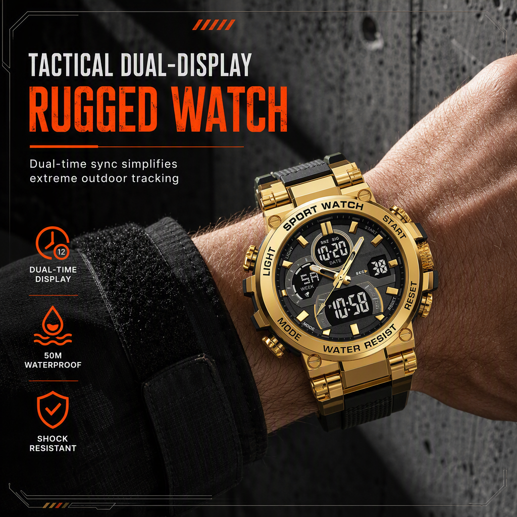Tactical Style 50M Waterproof Multifunctional Digital Sports Watch